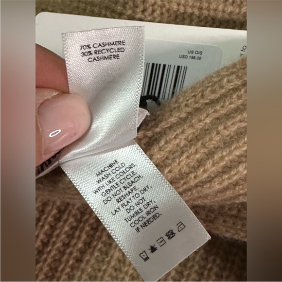 NEW Unsubscribed Cashmere Wide Ribbed Scarf Caramel Camel - Picture 3 of 4